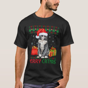Merry Catmas Cat Ugly Christmas Norwegian Forest C T-Shirt