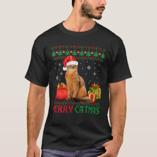 Merry Catmas Cat Ugly Christmas Somali Catt Mum Da T-Shirt