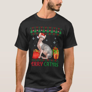 Merry Catmas Cat Ugly Christmas Sphynx Mum Dad T-Shirt