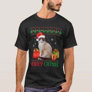 Merry Catmas Cat Ugly Christmas Tonki Mum Dad T-Shirt