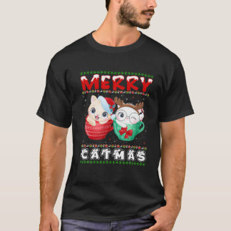 Merry Catmas Cat Ugly Funny Cat Christmas Cat Love T-Shirt
