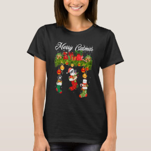 Merry Catmas Christmas Cute Cats In Socks Cat Kid T-Shirt