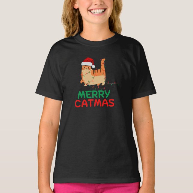 Merry Catmas Christmas Funny  T-Shirt (Front)