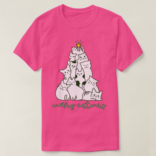 Merry Catmas Christmas Tree Winter Cats Santa Cat  T-Shirt (Design Front)