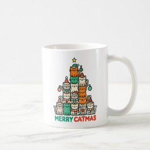 Merry Catmas Cute Cat Christmas Tree Holiday Coffee Mug
