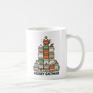 Merry Catmas Cute Cat Christmas Tree Holiday Coffee Mug