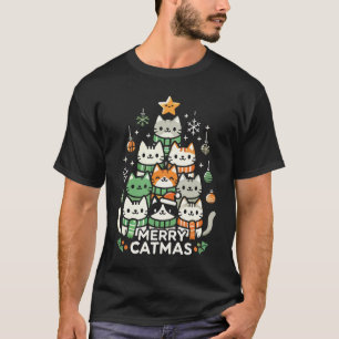 Merry Catmas Cute Cat Christmas Tree Holiday T-Shirt