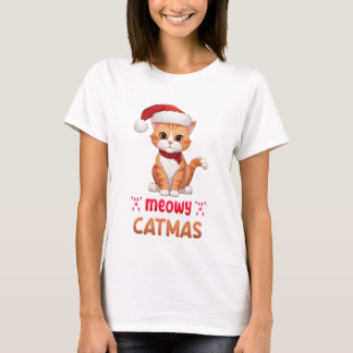 Merry Catmas Cute Pet Lover Xmas Santa Kitty T-Shirt