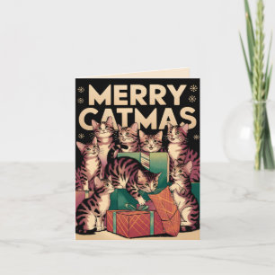 Merry Catmas - cute vintage cat christmas Card