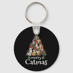 Merry Catmas Fun Cat Mum Cat Dad Christmas Cat Key Ring