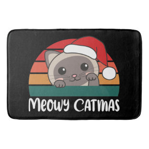 Merry Catmas Funny Cat Christmas Pun Bath Mat