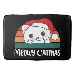 Merry Catmas Funny Cat Christmas Pun Bath Mat