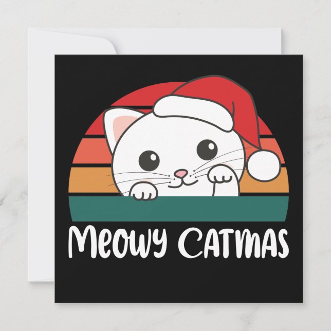 Merry Catmas Funny Cat Christmas Pun Invitation (Front)