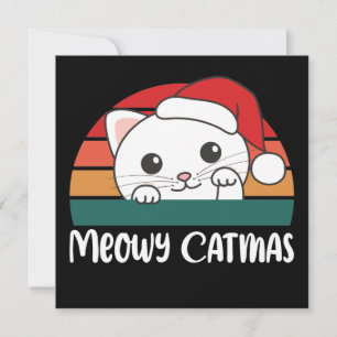 Merry Catmas Funny Cat Christmas Pun Invitation