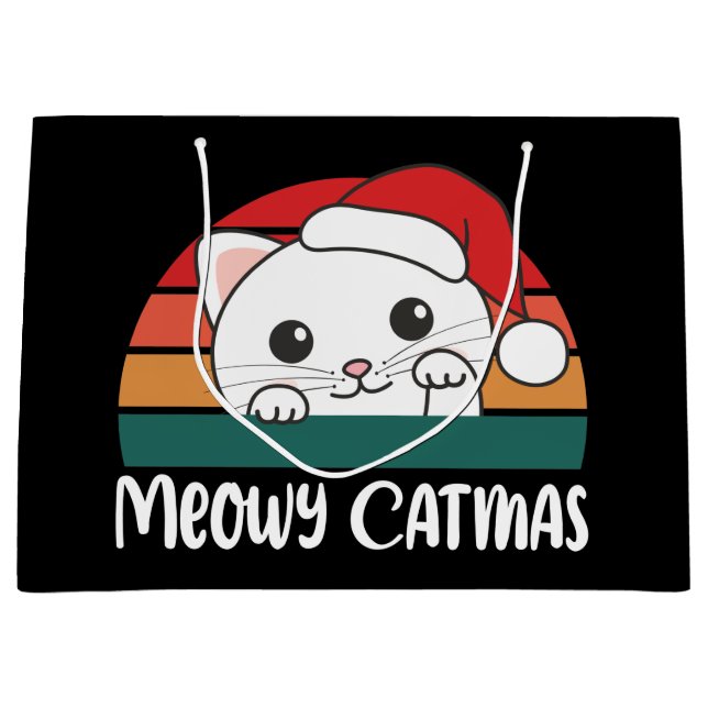 Merry Catmas Funny Cat Christmas Pun Large Gift Ba Bag (Front)