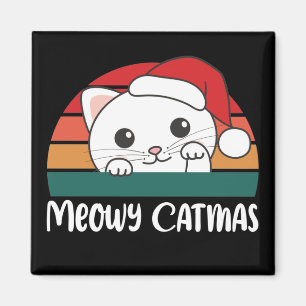 Merry Catmas Funny Cat Christmas Pun Magnet