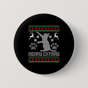 Merry Catmas Funny Cat Christmas Ugly Sweater Men  6 Cm Round Badge