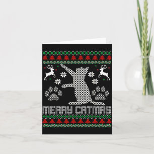 Merry Catmas Funny Cat Christmas Ugly Sweater Men Card