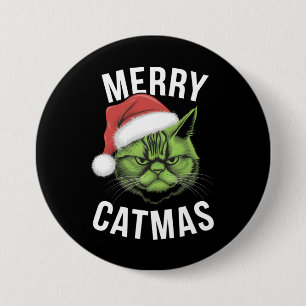 Merry Catmas Funny Cat Lovers Christmas 7.5 Cm Round Badge