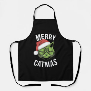 Merry Catmas Funny Cat Lovers Christmas  Apron