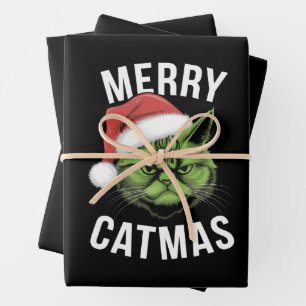 Merry Catmas Funny Cat Lovers Christmas Wrapping Paper Sheet