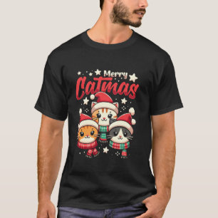 Merry Catmas Funny Cat Mum Cat Dad Christmas Cat T-Shirt