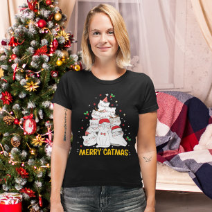 Merry Catmas Funny Cats Christmas Tree T-Shirt