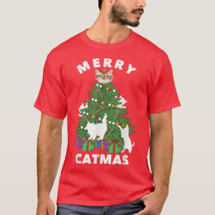 Merry Catmas Funny Cats Christmas Tree Winter Xmas T-Shirt