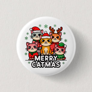 Merry Catmas Funny Christmas 3 Cm Round Badge