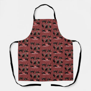 Merry Catmas Funny Christmas Black Cat Lover Apron