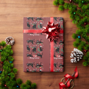 Merry Catmas Funny Christmas Black Cat Lover Wrapping Paper