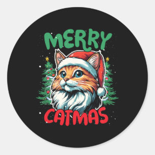 Merry Catmas Funny Christmas Duck Lover Classic Round Sticker