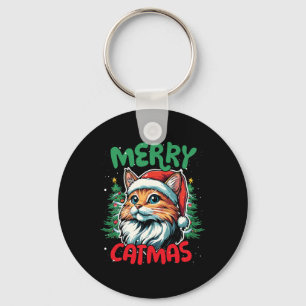 Merry Catmas Funny Christmas Duck Lover Key Ring