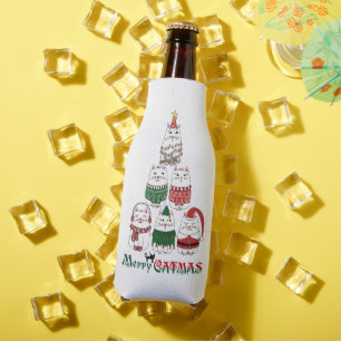 Merry Catmas Funny Christmas Kitten Bottle Cooler