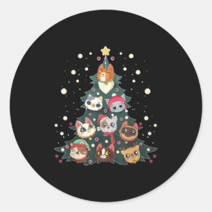 Merry Catmas Funny Christmas Tree, Cats Xmas Meow  Classic Round Sticker