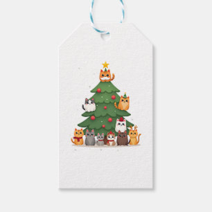 Merry Catmas Funny Christmas Tree, Cats Xmas Meow  Gift Tags