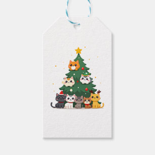Merry Catmas Funny Christmas Tree, Cats Xmas Meow  Gift Tags