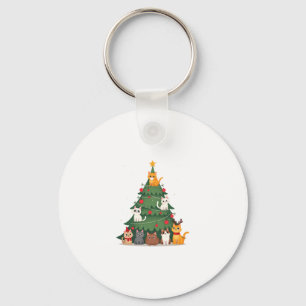 Merry Catmas Funny Christmas Tree, Cats Xmas Meow  Key Ring