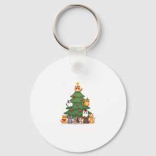 Merry Catmas Funny Christmas Tree, Cats Xmas Meow  Key Ring