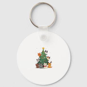 Merry Catmas Funny Christmas Tree, Cats Xmas Meow  Key Ring