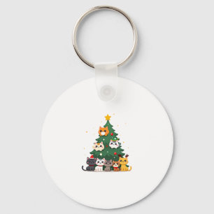 Merry Catmas Funny Christmas Tree, Cats Xmas Meow  Key Ring