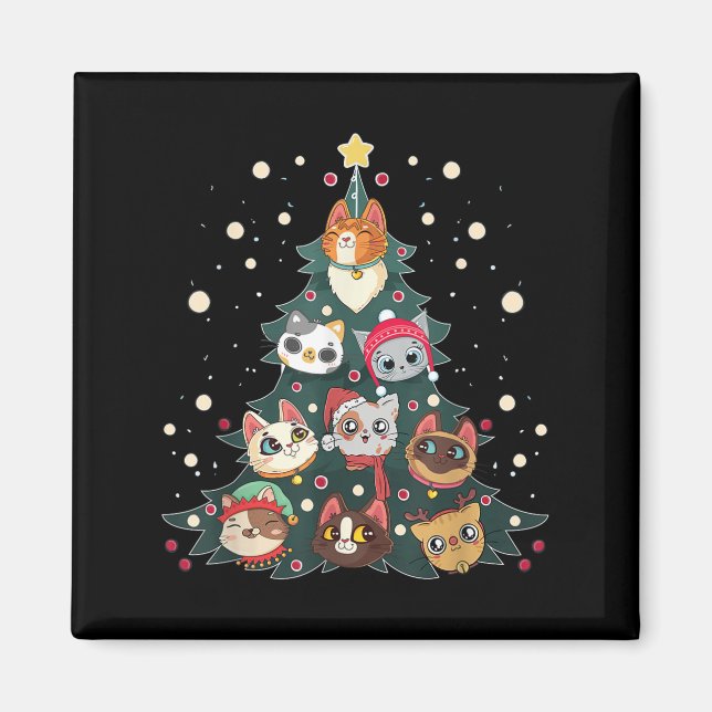 Merry Catmas Funny Christmas Tree, Cats Xmas Meow  Magnet (Front)