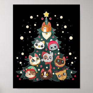 Merry Catmas Funny Christmas Tree, Cats Xmas Meow Poster