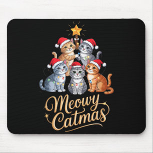 Merry Catmas Funny Christmas Tree Matching Meowy X Mouse Mat
