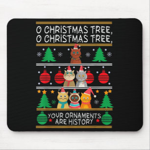Merry Catmas Funny O Christmas Tree, Cat Xmas Meow Mouse Mat