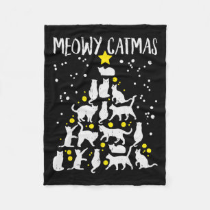 Merry Catmas Meow Christmas Tree Catmas Cat Christ Fleece Blanket