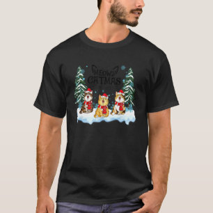 Merry Catmas Meowy Cutes Santa Hat Cat Lover Chris T-Shirt