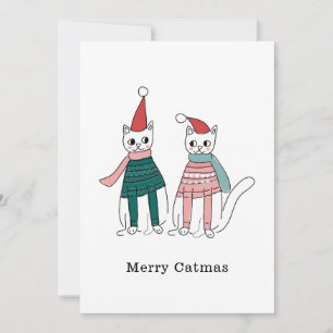 Merry Catmas Minimalist  Holiday Card