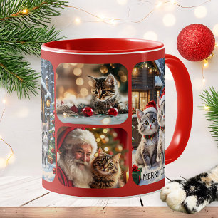Merry Catmas Photo Collage Christmas Mug