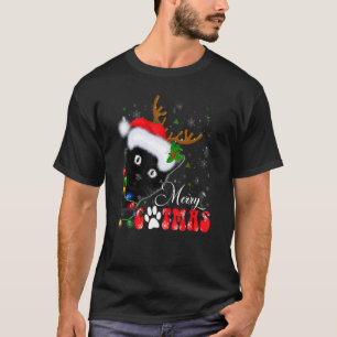 Merry Catmas Reindeer Santa Black Cat Christmas Co T-Shirt